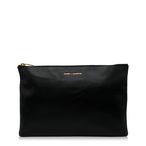 Saint Laurent Medium Clutch, Black Calfskin